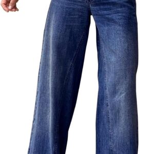 Women's Jeans Stretchy Casual Boyfriend Wide Leg Washed Sexy Baggy Denim Pants for Women Trendy