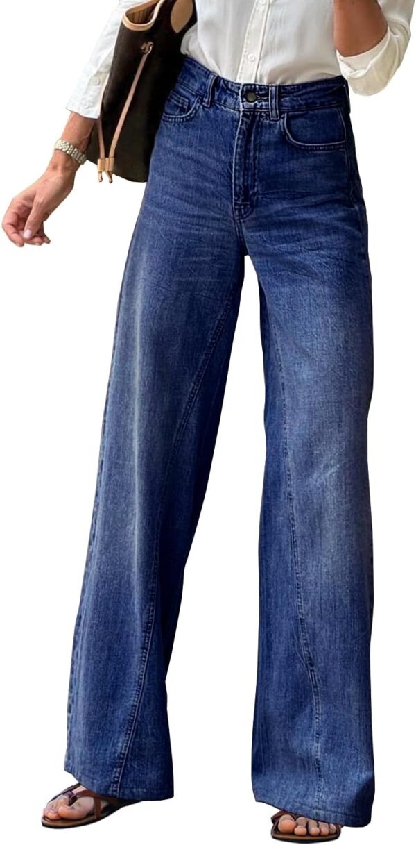 Women's Jeans Stretchy Casual Boyfriend Wide Leg Washed Sexy Baggy Denim Pants for Women Trendy