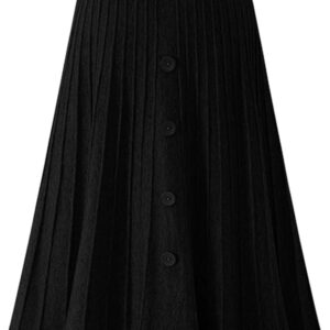 Women's High Waist A-Line Pleated Knitted Skirt