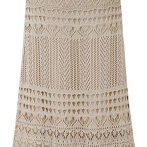 Women's Stretched High Waist Crochet Hollow Out Knit Flowy Patterned Lace Maxi Skirt
