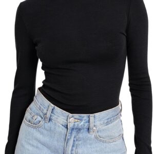 Women's Turtleneck Long Sleeve Shirts Fall Fashion Basic Thermal Underwear Tops Winter Clothes 2024