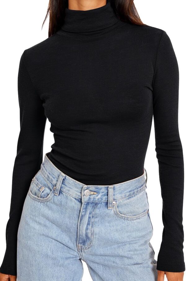 Women's Turtleneck Long Sleeve Shirts Fall Fashion Basic Thermal Underwear Tops Winter Clothes 2024
