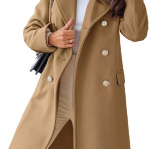 Women's Winter Lapel Double Breasted Office Work Long Wool Pea Coat Overcoat