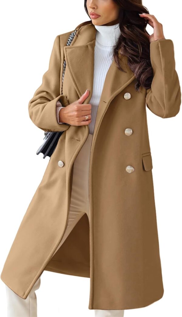 Women's Winter Lapel Double Breasted Office Work Long Wool Pea Coat Overcoat