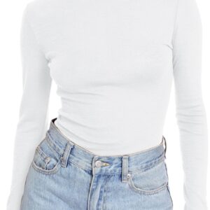 Women's Turtleneck Long Sleeve Shirts Fall Fashion Basic Thermal Underwear Tops Winter Clothes 2024