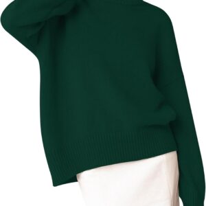 Women's Turtleneck Sweater Chunky Long Sleeve Knitted Pullover High Low Hem Trendy 2024 Fall Winter Basic Jumper Top