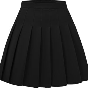 Women Pleated Skirt A-Line Short Mini Basic Skirt School Uniform Cheerleader Skirts Skater Skirt