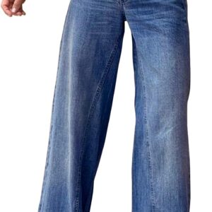 Women's Jeans Stretchy Casual Boyfriend Wide Leg Washed Sexy Baggy Denim Pants for Women Trendy