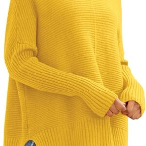Women's Oversized Turtleneck Sweaters Fall Batwing Sleeve Ribbed Tunic Sweater