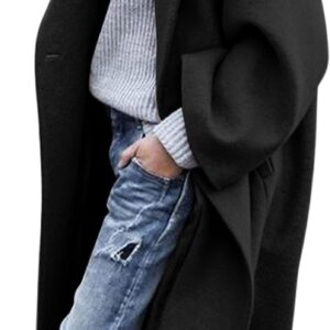Women's Wool Blend Coat Oversized Double Breasted Long Trench Overcoat Winter