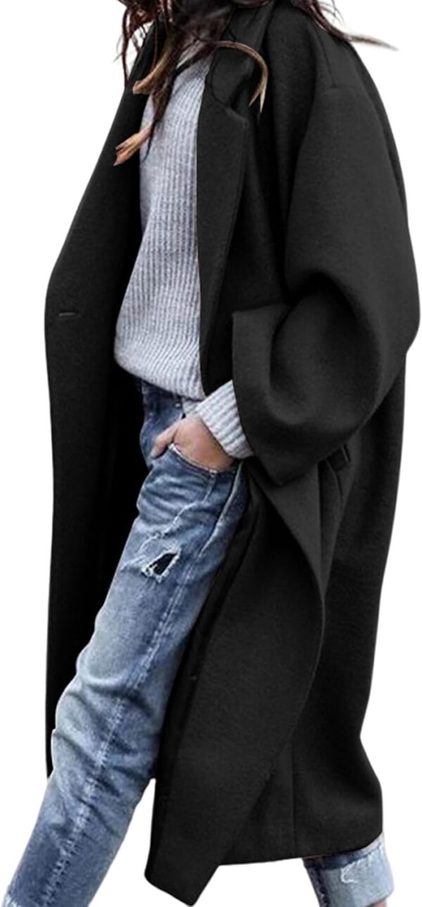 Women's Wool Blend Coat Oversized Double Breasted Long Trench Overcoat Winter