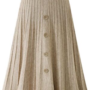 Women's High Waist A-Line Pleated Knitted Skirt