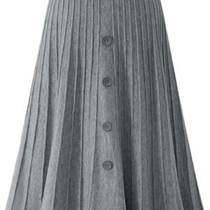 Women's High Waist A-Line Pleated Knitted Skirt
