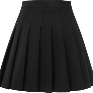 Women's Stretchy Pleated Mini Skirt Comfort High Waist Cheerleader School Uniform Skirt