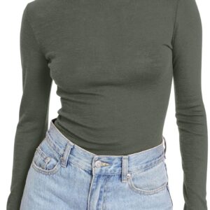 Women's Turtleneck Long Sleeve Shirts Fall Fashion Basic Thermal Underwear Tops Winter Clothes 2024