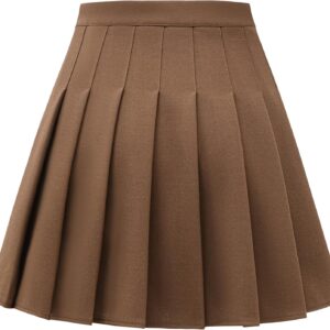 Women's Stretchy Pleated Mini Skirt Comfort High Waist Cheerleader School Uniform Skirt