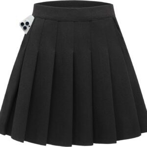 Women's Stretchy Pleated Mini Skirt Comfort High Waist Cheerleader School Uniform Skirt