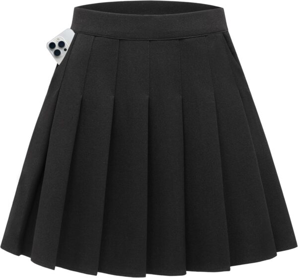 Women's Stretchy Pleated Mini Skirt Comfort High Waist Cheerleader School Uniform Skirt